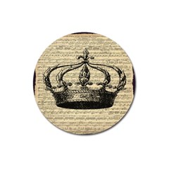 Vintage Music Sheet Crown Song Magnet 3  (round) by Nexatart