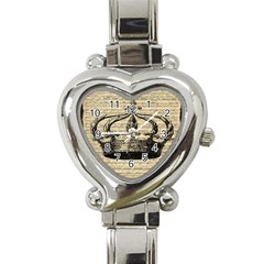 Vintage Music Sheet Crown Song Heart Italian Charm Watch by Nexatart