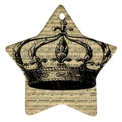 Vintage Music Sheet Crown Song Star Ornament (two Sides) by Nexatart