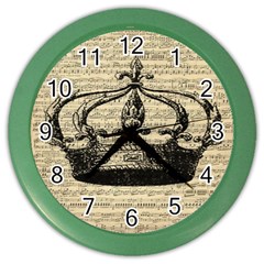 Vintage Music Sheet Crown Song Color Wall Clocks by Nexatart