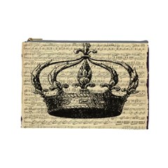 Vintage Music Sheet Crown Song Cosmetic Bag (large)  by Nexatart