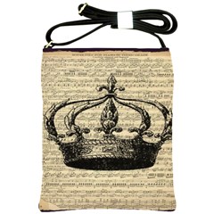 Vintage Music Sheet Crown Song Shoulder Sling Bags by Nexatart