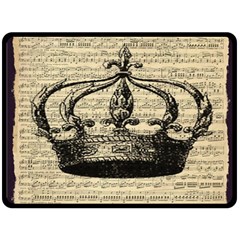 Vintage Music Sheet Crown Song Fleece Blanket (large)  by Nexatart