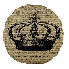 Vintage Music Sheet Crown Song Large 18  Premium Round Cushions by Nexatart