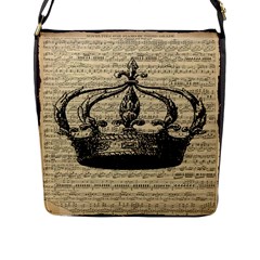 Vintage Music Sheet Crown Song Flap Messenger Bag (l)  by Nexatart