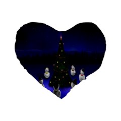 Waiting For The Xmas Christmas Standard 16  Premium Heart Shape Cushions by Nexatart