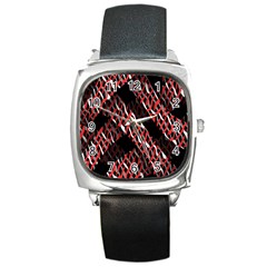 Weave And Knit Pattern Seamless Square Metal Watch by Nexatart