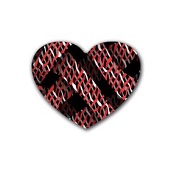 Weave And Knit Pattern Seamless Rubber Coaster (heart)  by Nexatart