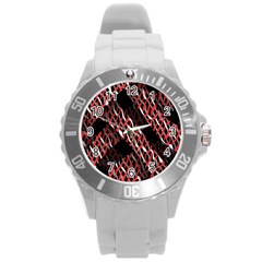 Weave And Knit Pattern Seamless Round Plastic Sport Watch (l) by Nexatart