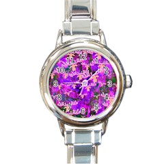 Watercolour Paint Dripping Ink Round Italian Charm Watch by Nexatart