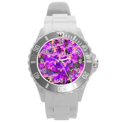 Watercolour Paint Dripping Ink Round Plastic Sport Watch (l) by Nexatart