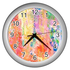 Watercolour Watercolor Paint Ink Wall Clocks (silver)  by Nexatart