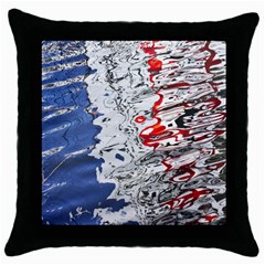 Water Reflection Abstract Blue Throw Pillow Case (black) by Nexatart