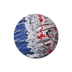 Water Reflection Abstract Blue Rubber Round Coaster (4 Pack)  by Nexatart