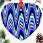 Waves Wavy Blue Pale Cobalt Navy Ornament (Heart) Front