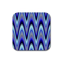 Waves Wavy Blue Pale Cobalt Navy Rubber Coaster (square)  by Nexatart