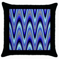 Waves Wavy Blue Pale Cobalt Navy Throw Pillow Case (black) by Nexatart