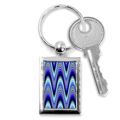 Waves Wavy Blue Pale Cobalt Navy Key Chains (rectangle)  by Nexatart