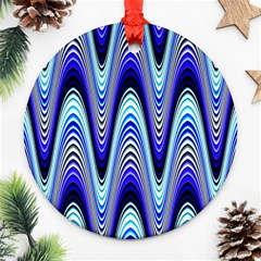 Waves Wavy Blue Pale Cobalt Navy Round Ornament (two Sides) by Nexatart