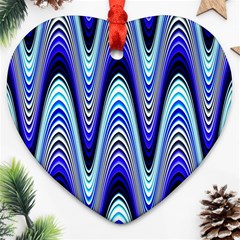 Waves Wavy Blue Pale Cobalt Navy Heart Ornament (two Sides) by Nexatart