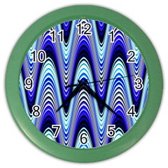 Waves Wavy Blue Pale Cobalt Navy Color Wall Clocks by Nexatart