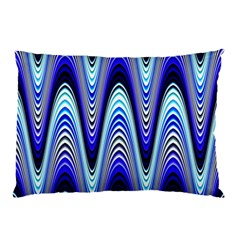 Waves Wavy Blue Pale Cobalt Navy Pillow Case by Nexatart