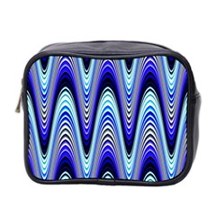 Waves Wavy Blue Pale Cobalt Navy Mini Toiletries Bag 2-side by Nexatart