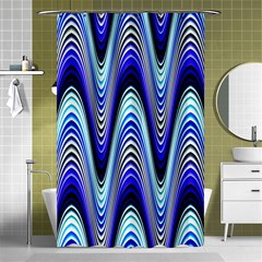 Waves Wavy Blue Pale Cobalt Navy Shower Curtain 48  X 72  (small)  by Nexatart