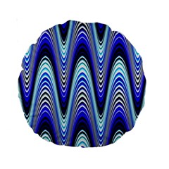 Waves Wavy Blue Pale Cobalt Navy Standard 15  Premium Round Cushions by Nexatart