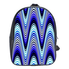 Waves Wavy Blue Pale Cobalt Navy School Bags (xl)  by Nexatart