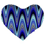 Waves Wavy Blue Pale Cobalt Navy Large 19  Premium Heart Shape Cushions Front