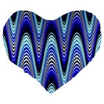 Waves Wavy Blue Pale Cobalt Navy Large 19  Premium Heart Shape Cushions Back