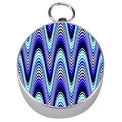 Waves Wavy Blue Pale Cobalt Navy Silver Compasses by Nexatart