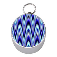 Waves Wavy Blue Pale Cobalt Navy Mini Silver Compasses by Nexatart