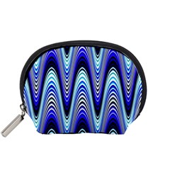 Waves Wavy Blue Pale Cobalt Navy Accessory Pouches (small)  by Nexatart