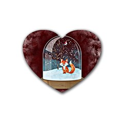 Winter Snow Ball Snow Cold Fun Rubber Coaster (heart)  by Nexatart