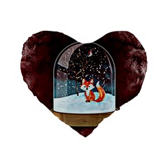 Winter Snow Ball Snow Cold Fun Standard 16  Premium Flano Heart Shape Cushions by Nexatart