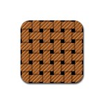 Wood Texture Weave Pattern Rubber Coaster (Square)  Front