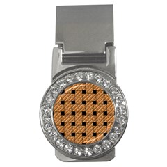 Wood Texture Weave Pattern Money Clips (CZ) 