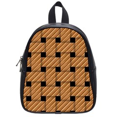 Wood Texture Weave Pattern School Bags (Small) 