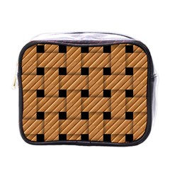 Wood Texture Weave Pattern Mini Toiletries Bags