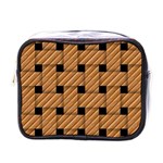 Wood Texture Weave Pattern Mini Toiletries Bags Front