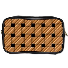 Wood Texture Weave Pattern Toiletries Bags