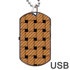 Wood Texture Weave Pattern Dog Tag USB Flash (Two Sides)