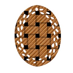 Wood Texture Weave Pattern Oval Filigree Ornament (Two Sides)