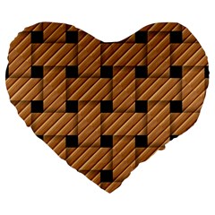 Wood Texture Weave Pattern Large 19  Premium Heart Shape Cushions