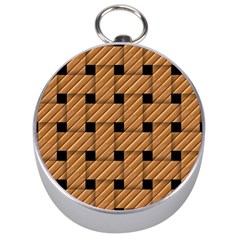 Wood Texture Weave Pattern Silver Compasses