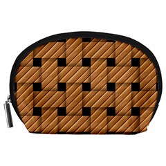 Wood Texture Weave Pattern Accessory Pouches (Large) 