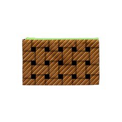 Wood Texture Weave Pattern Cosmetic Bag (XS)