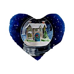 Winter Snow Ball Snow Cold Fun Standard 16  Premium Flano Heart Shape Cushions by Nexatart